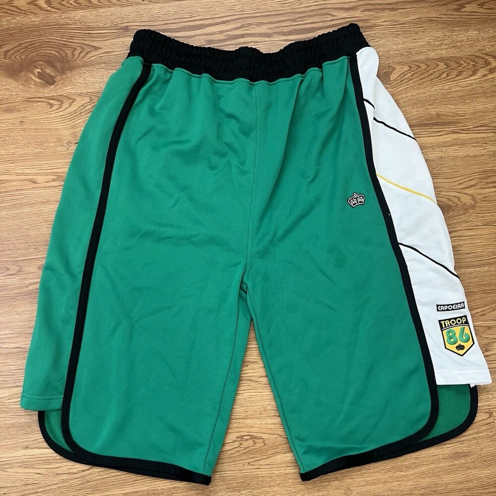 Troop Men’s Swingman Basketball Shorts Capoeira Green White Patched Sz XL‎